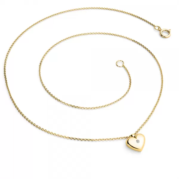 Náhrdelník srdce s diamantem 140019-NH02-ZL-DIA