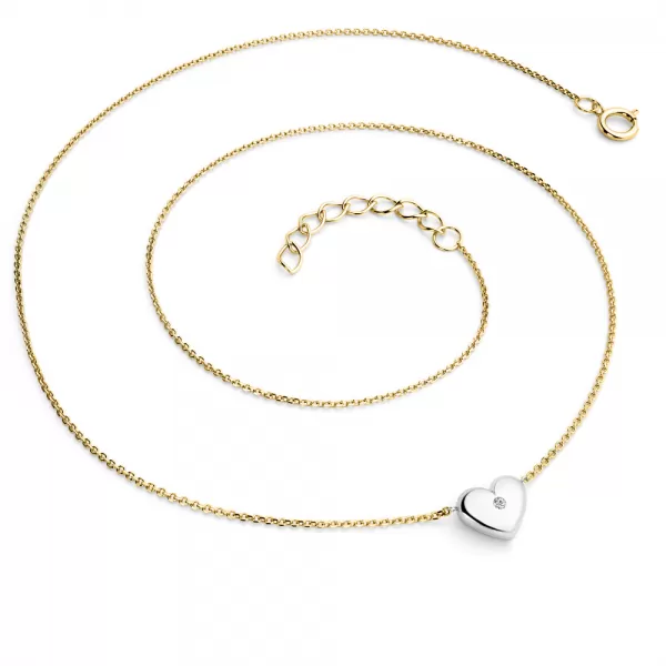 Náhrdelník srdce s diamantem 140019-NH01-ZLB-DIA