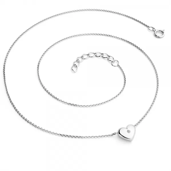 Náhrdelník srdce s diamantem 140019-NH01-B-DIA