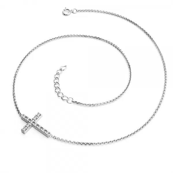 Náhrdelník s křížem a diamanty 140018-NH01-B-DIA