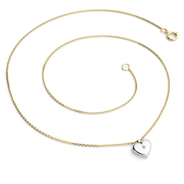 Náhrdelník srdce s diamantem 140019-NH02-ZLB-DIA