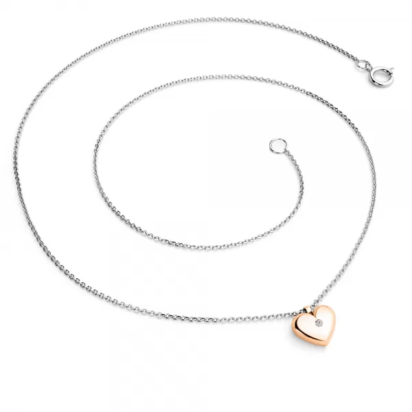 Náhrdelník srdce s diamantem 140019-NH02-BCV-DIA