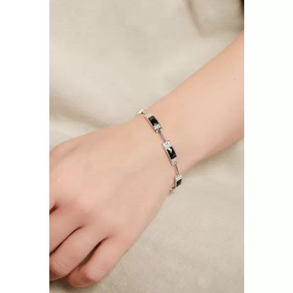 Dámský náramek stříbro 925 zirkon černé kameny PKL-4044