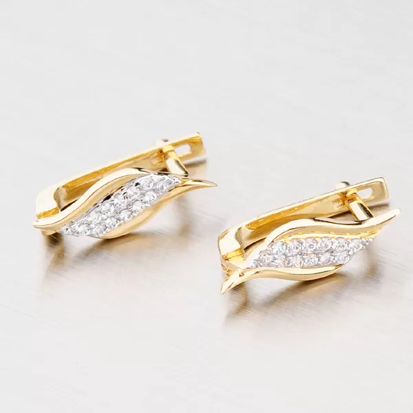 Zlaté náušnice se zářivými zirkony 42-3403