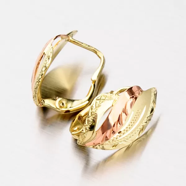 Zlaté náušnice s ručním rytím 52NK-076