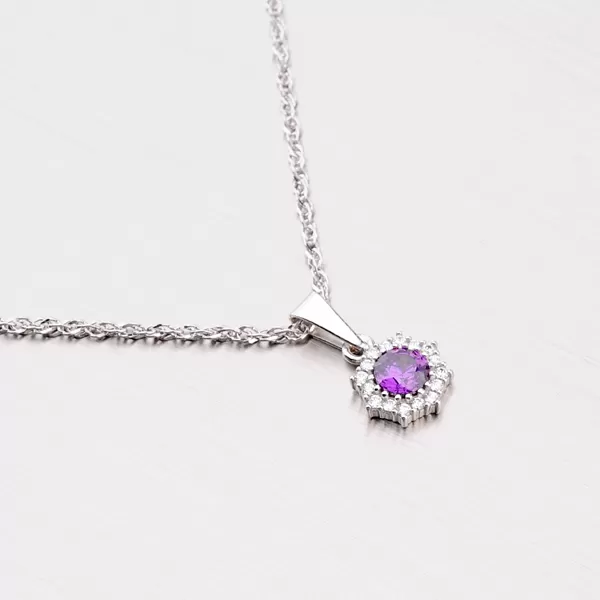 Zlatý přívěsek s ametystem a zirkony 357P-120086-05