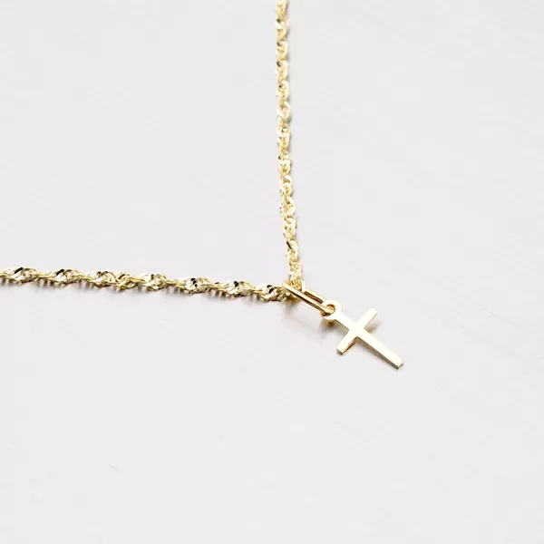 Zlatý jemný přívěsek ve tvaru kříže 322P-130071
