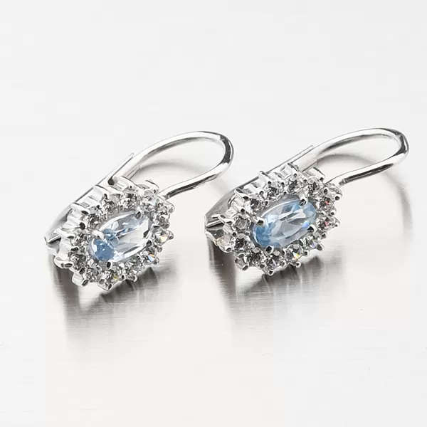 Náušnice se zirkony a modrými safíry 358-0041M