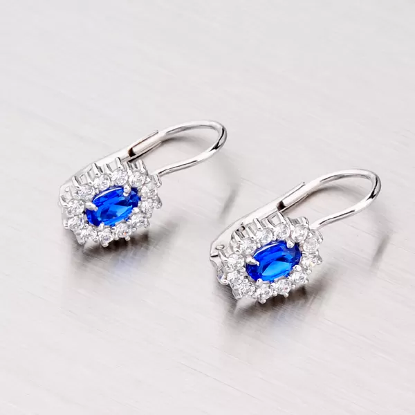 Náušnice se zirkony a modrými safíry 358-0041M