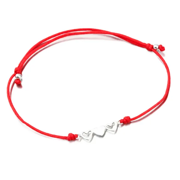 Náramek stříbro 925 provázkový se srdíčky BST-14711-R