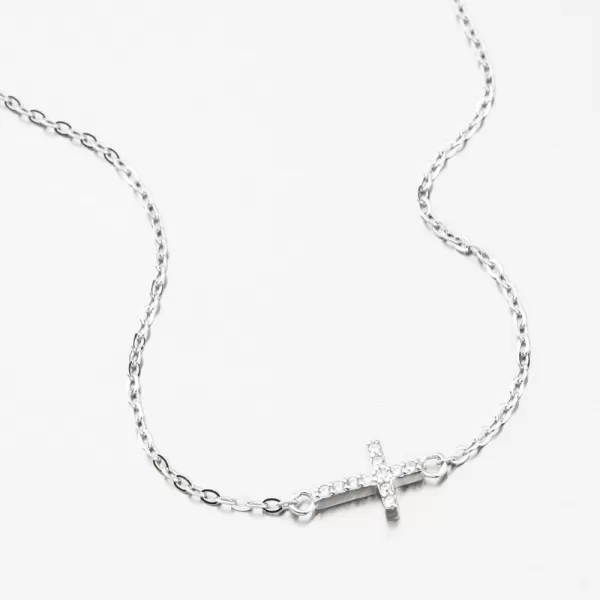 Stříbrný náramek s křížkem BST-14406-01