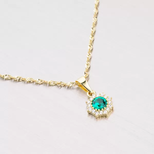 Zlatý přívěsek se zeleným zirkonem 352P-130086-06