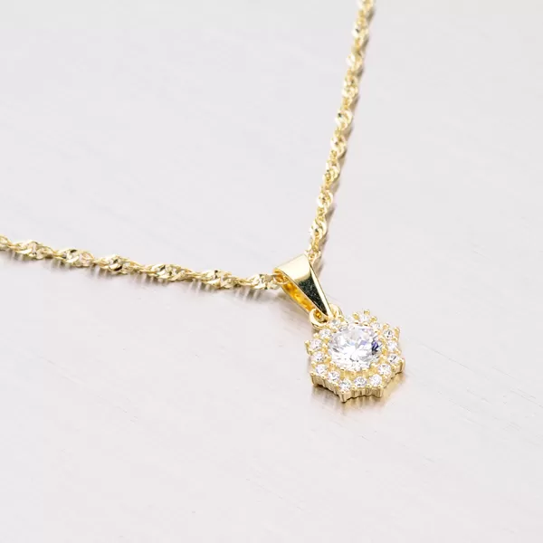 Dámský přívěsek žluté zlato 585 zirkon bílé kameny 352P-130086-01