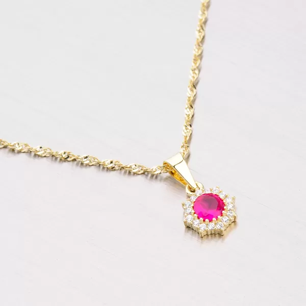 Zlatý přívěsek s červeným zirkonem 352P-130086-04