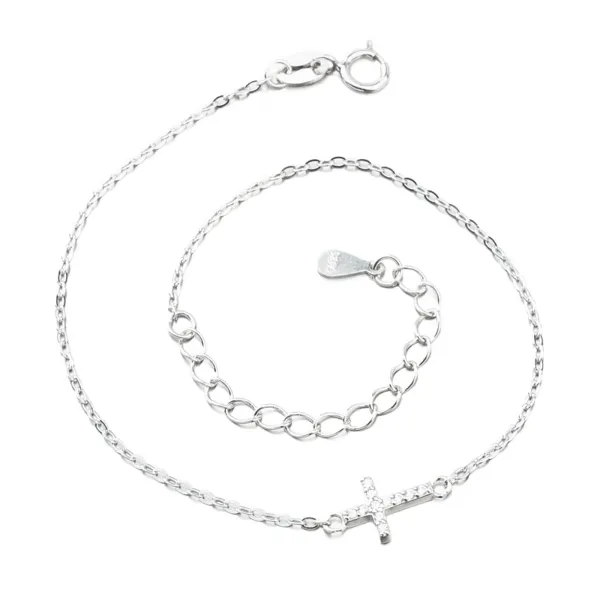 Dámský náramek stříbro 925 zirkon křížkem BST-14406-01