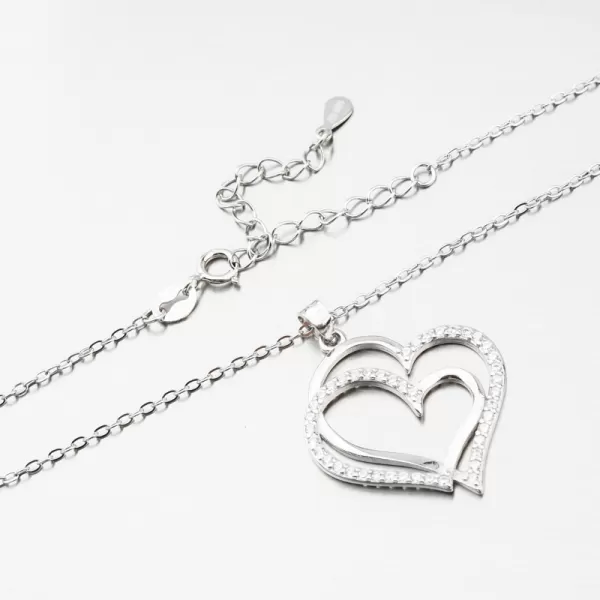 Stříbrný náhrdelník srdce se zirkony SST-151514