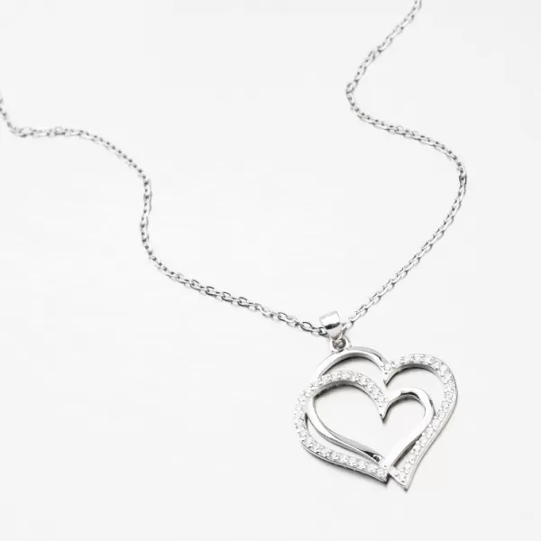 Stříbrný náhrdelník srdce se zirkony SST-151514