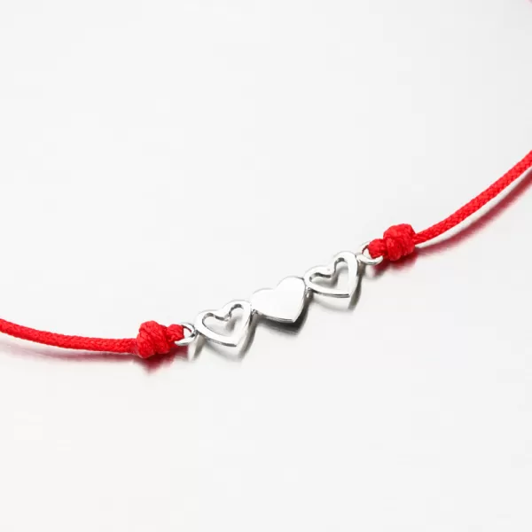 Stříbrný provázkový náramek se srdíčky BST-14711-R
