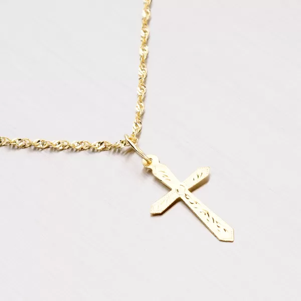 Zlatý gravírovaný křížek 322-0100