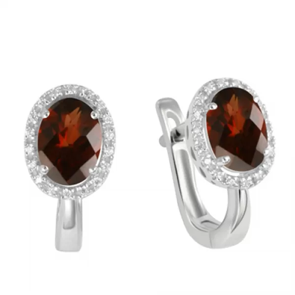 Prsten z bílého zlata s diamanty a granátem GKW47251GR