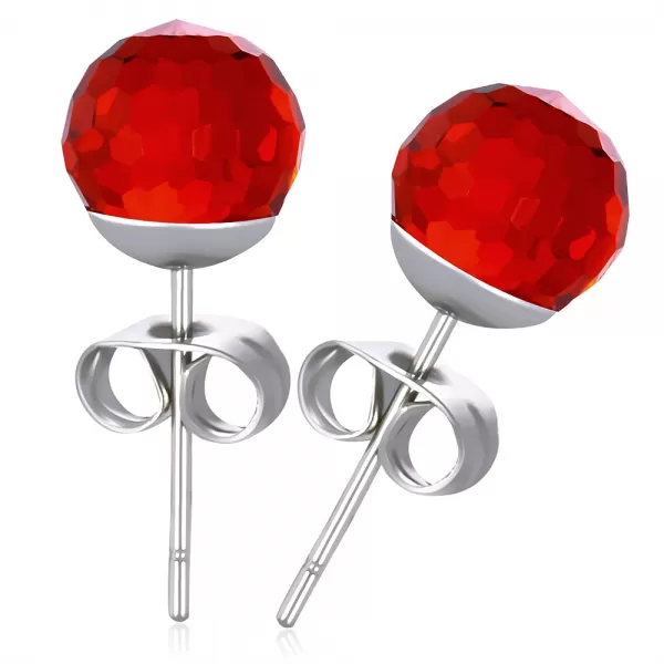 Ocelové pecky s červeným krystalem GECJ083