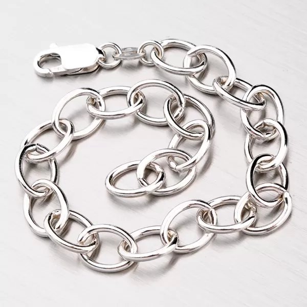 Stříbrný řetízek s velkými oky ROLO-R-066-Rh