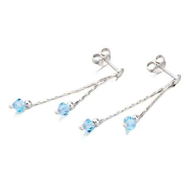 Dámské náušnice stříbro 925 krystaly visací M6015SW-Blue