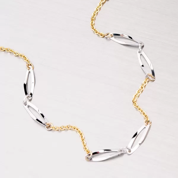 Kombinovaný zlatý náramek 44-1091