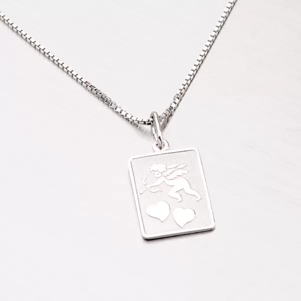 Stříbrný přívěsek - destička s amorkem M54610