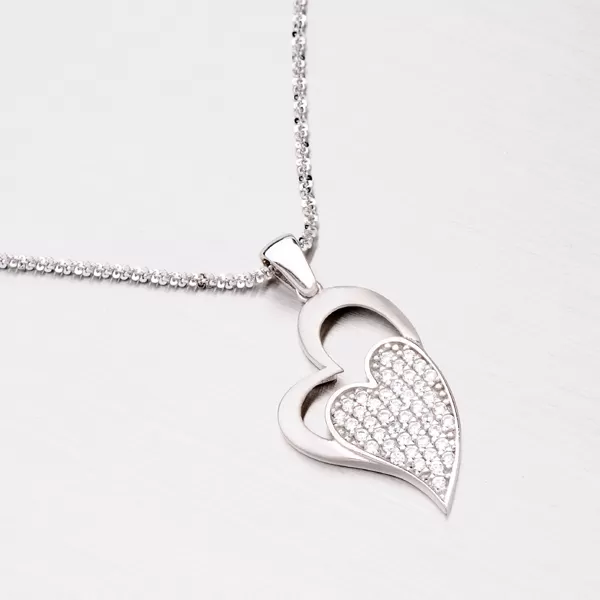 Stříbrné srdce se zirkony ZS-023-OKS