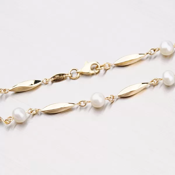 Zlatý náramek s perlami 44-1711