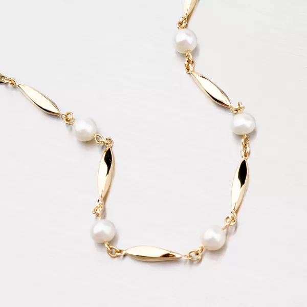 Zlatý náramek s perlami 44-1711