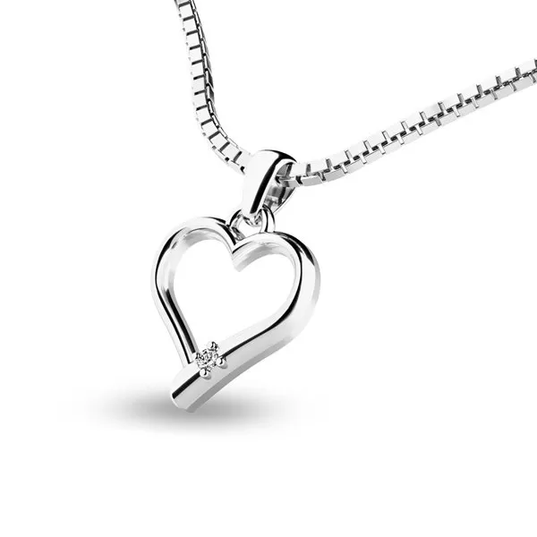 Zlatý přívěšek srdce z bílého zlata 10917-B-ZIR