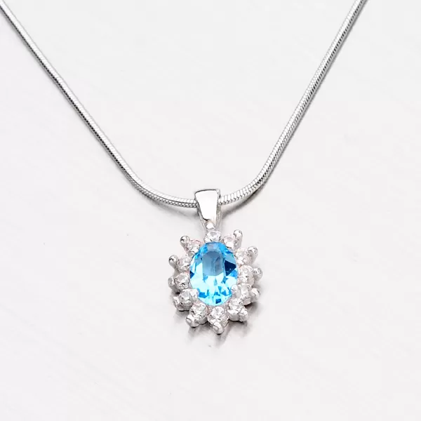 Stříbrný přívěsek se zirkony a akvamarínem P1502531-0851-SLX