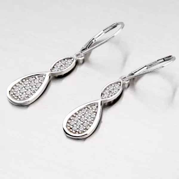 Visací náušnice se zirkony ZS-026/E-OKS