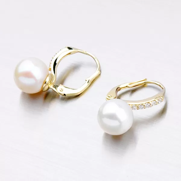 Perlové náušnice se zirkony 52NK-3122ZL