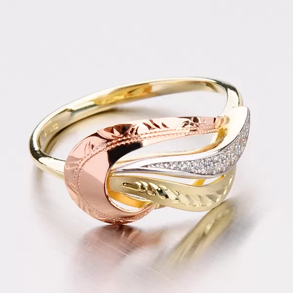 Dámský prsten žluté zlato 585 zirkon 51P-3109