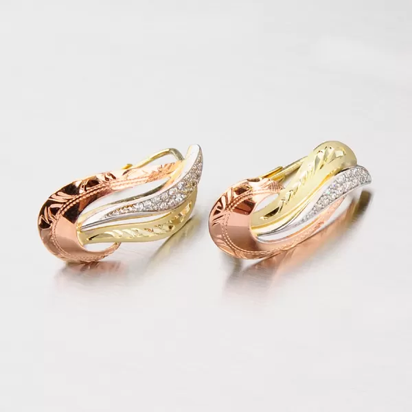 Zlaté náušnice klasik se zirkony 52NK-3111