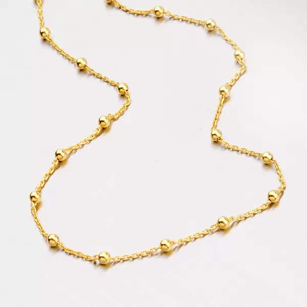 Stříbrný pozlacený řetízek s kuličkami 92003043-11-SLX