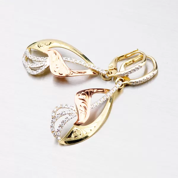 Zlaté náušnice klasik se zirkony 52NK-3114