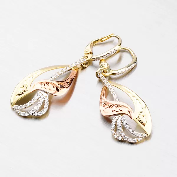 Zlaté náušnice klasik se zirkony 52NK-3114