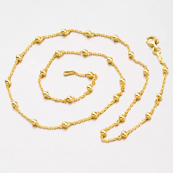 Stříbrný pozlacený řetízek s kuličkami 92003043-11-SLX