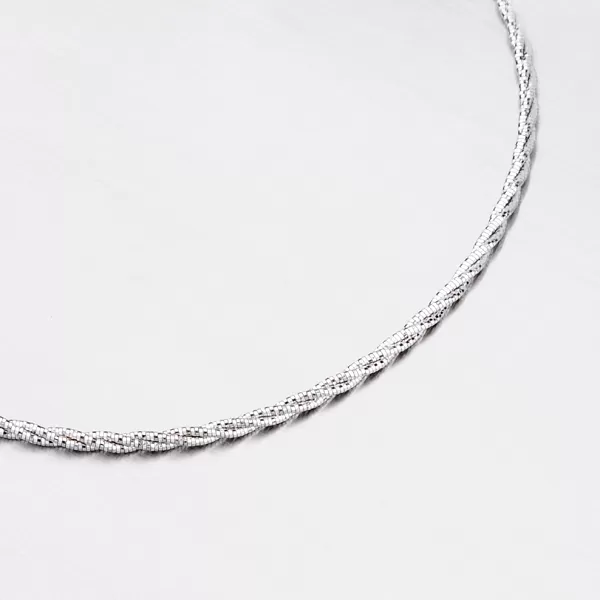 Kroucený stříbrný náhrdelník CHRS-SPRING-OM13L-TW-130-RET