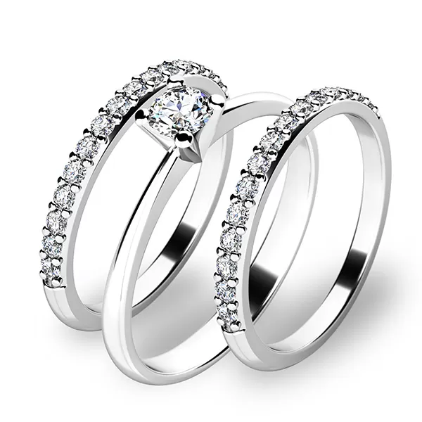 Zásnubní prsten bílé zlato 585/1000 set 10820-SET02-BB