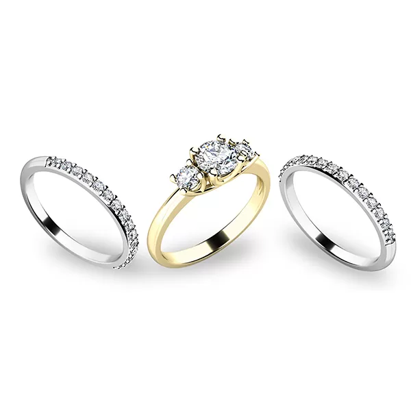 Zásnubní prsten zlato mix 585/1000 zirkon set 10803-SET02-ZB