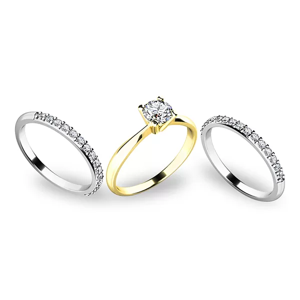 Zásnubní prsten zlato mix 585/1000 zirkon set tří zásnubních 10770-SET02-ZB