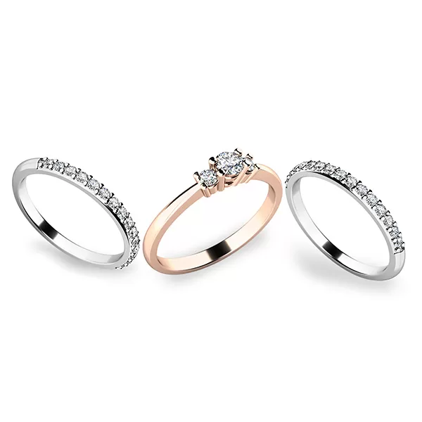 Zásnubní prsten zlato mix 585/1000 zirkon set zásnubních 10843-SET02-RB