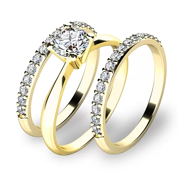 Zásnubní prsten žluté zlato 585/1000 zirkon set zásnubních ve žlutém 10770-SET02-ZZ
