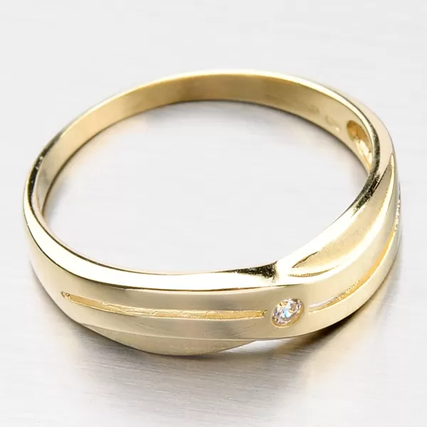 Dámský prsten zirkon symetrický žluté zlato DZ1562-ZL