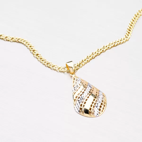 Zlatý přívěsek - kapka zdobená gravírováním 43-21436